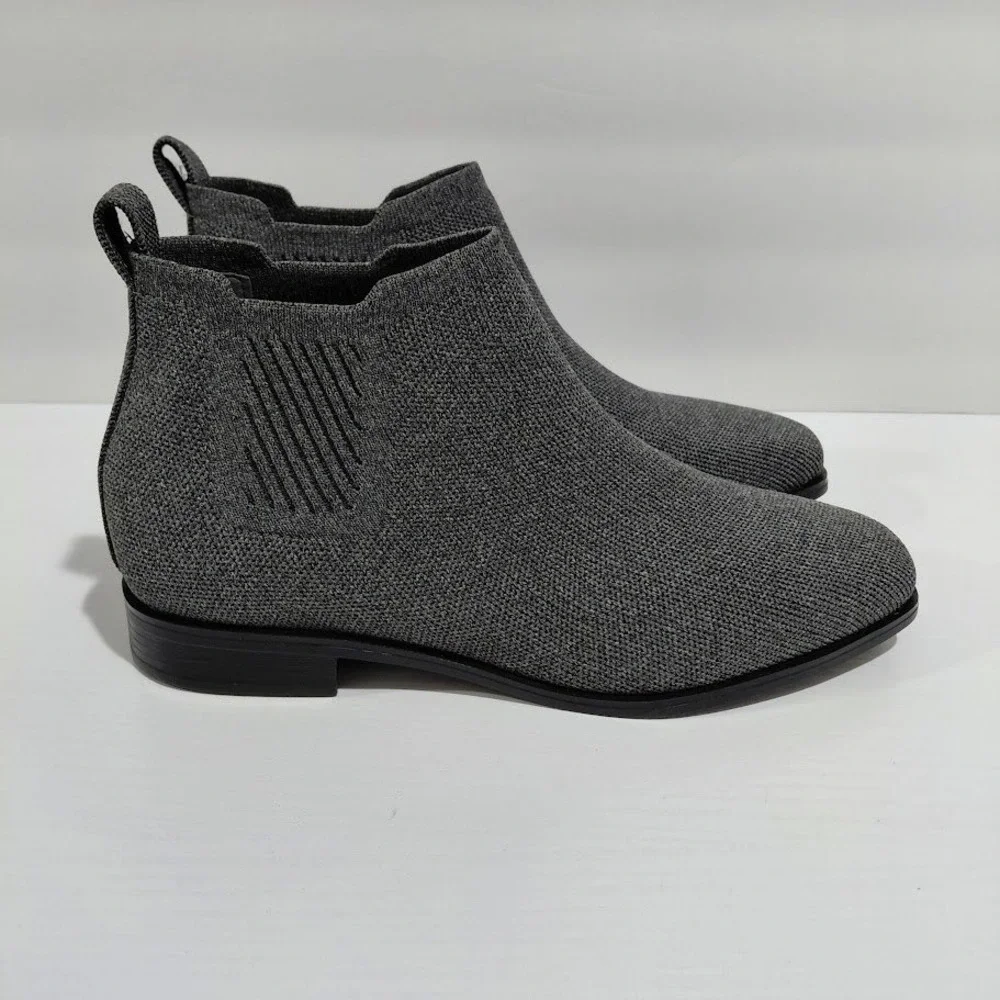 Vivaia Grey Knit Square Toe Chelsea Ankle Boot Women 39 Sustainable Eco Friendly